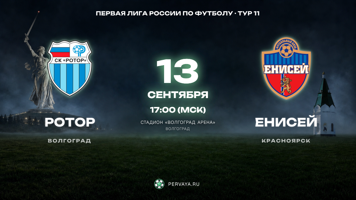 Ротор — Енисей — карточка матча, тур 11