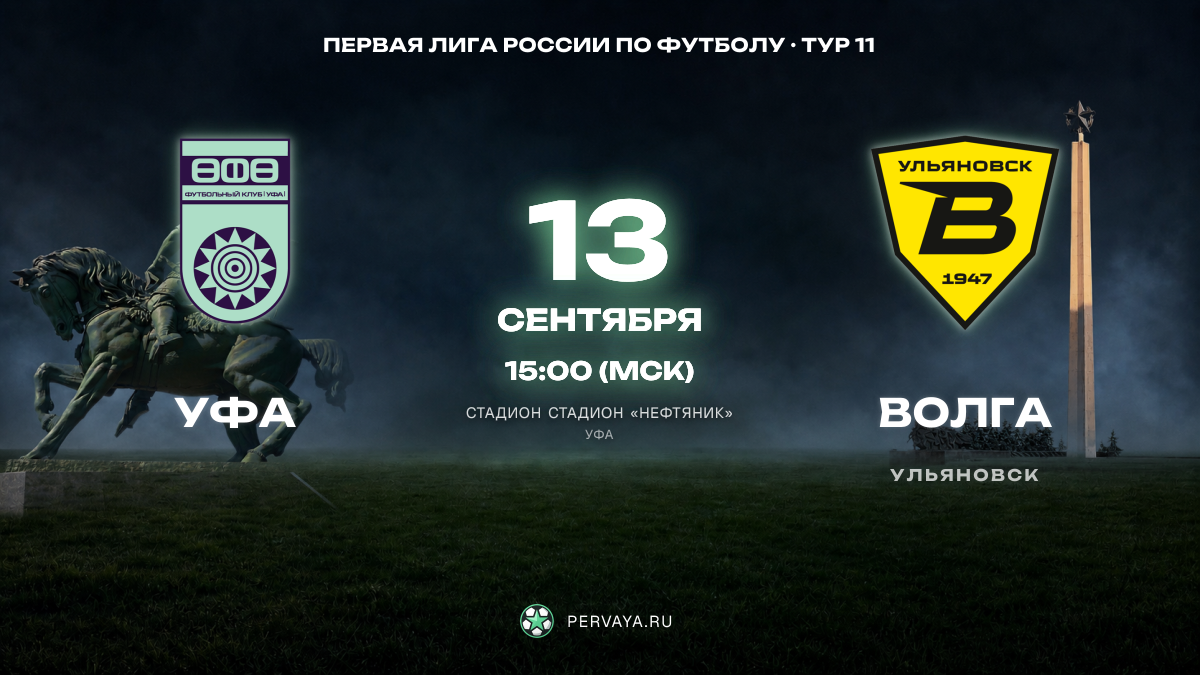 Уфа — Волга — карточка матча, тур 11