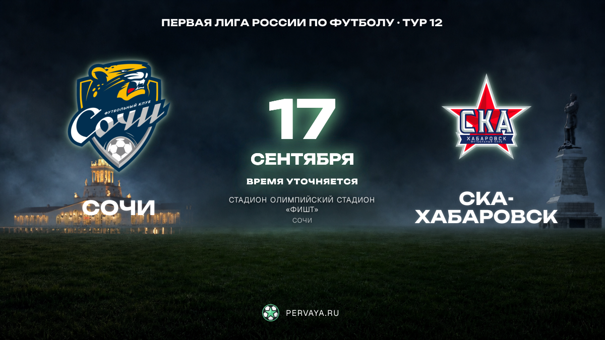 Сочи — СКА-Хабаровск — карточка матча, тур 12