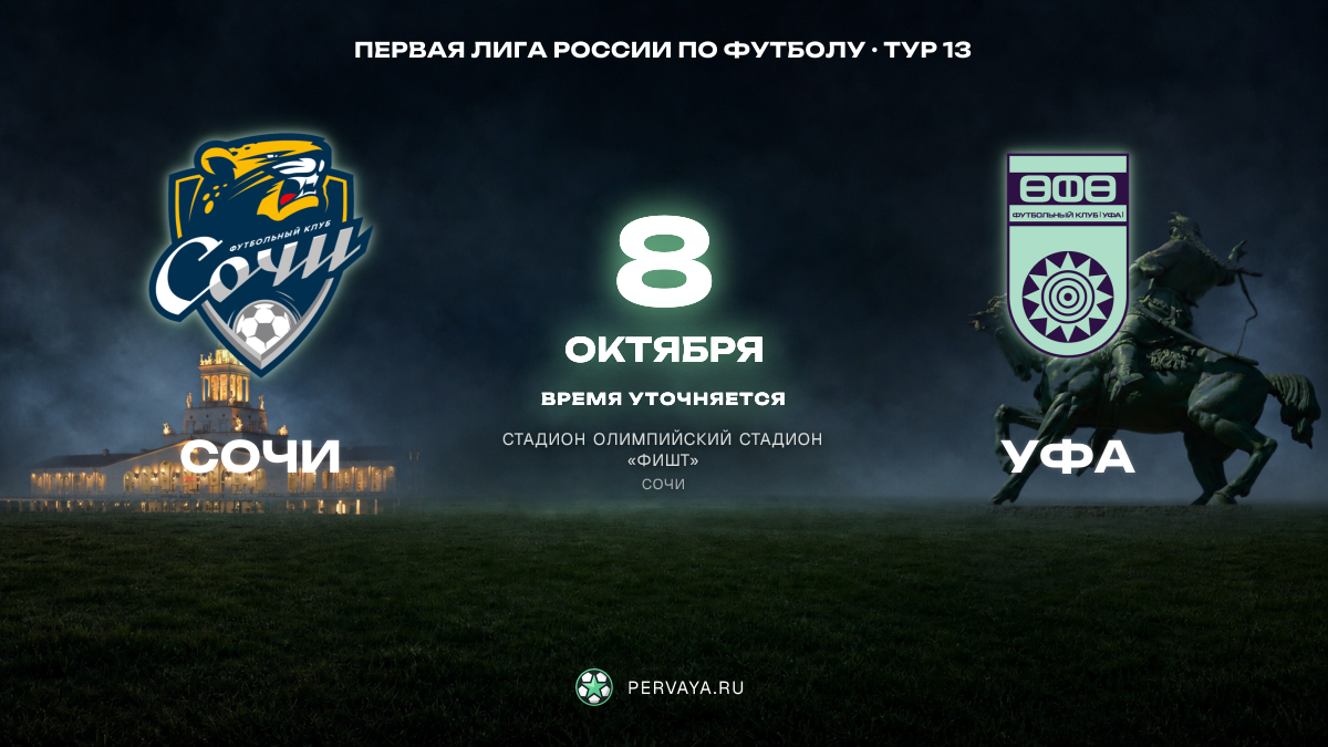 Сочи — Уфа — карточка матча, тур 13