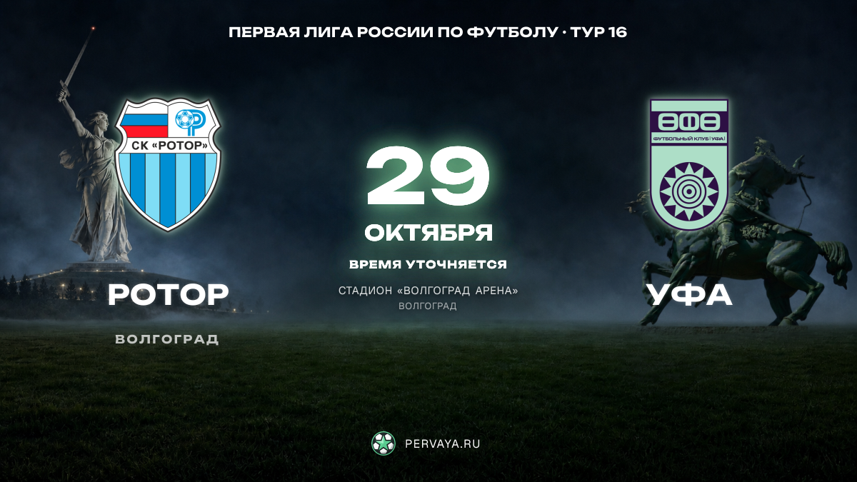 Ротор — Уфа — карточка матча, тур 16