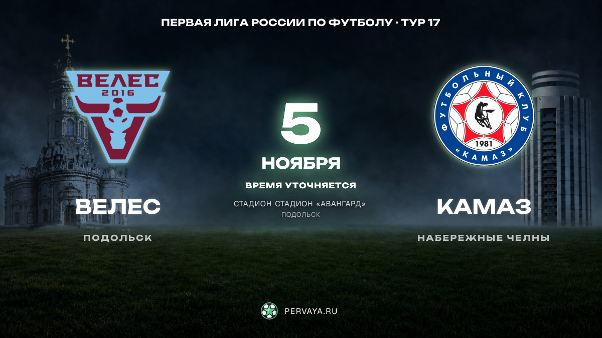 Велес — КАМАЗ — карточка матча, тур 17