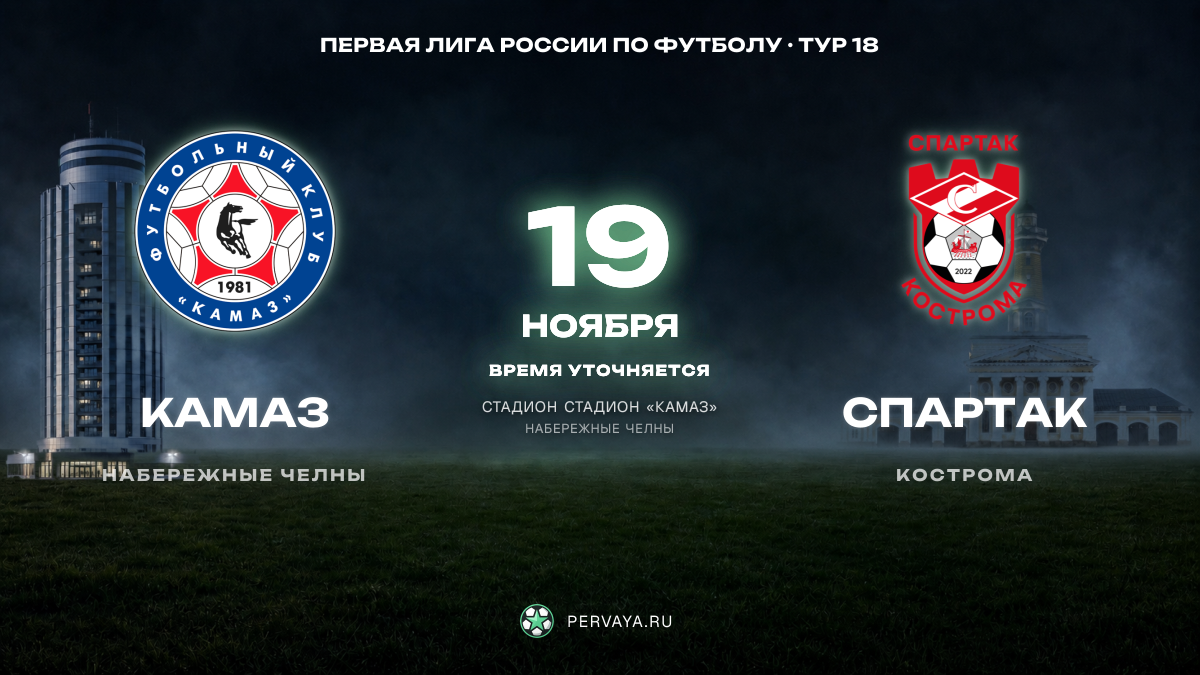 КАМАЗ — Спартак — карточка матча, тур 18