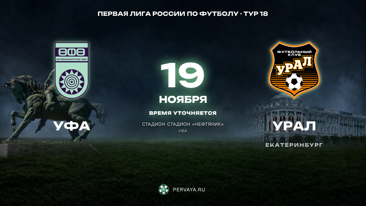 Уфа — Урал — карточка матча, тур 18