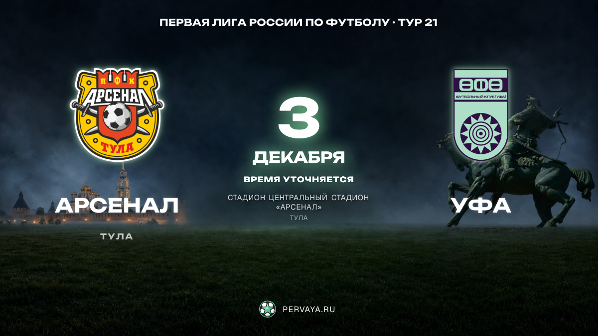 Арсенал — Уфа — карточка матча, тур 21