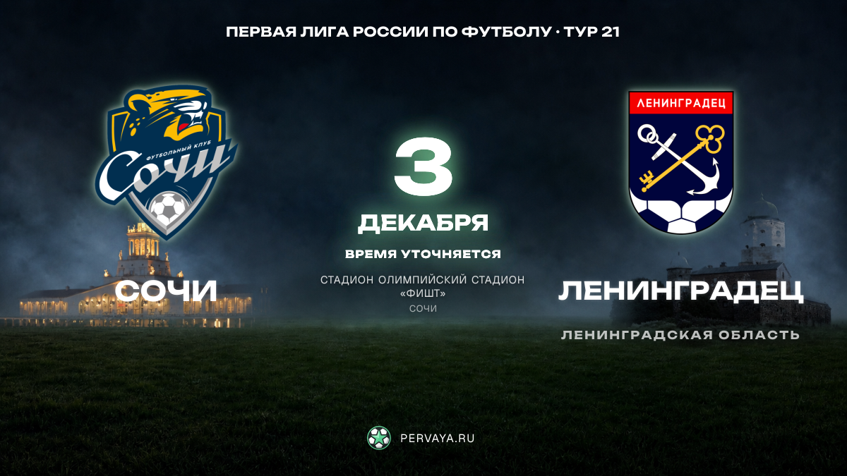 Сочи — Ленинградец — карточка матча, тур 21