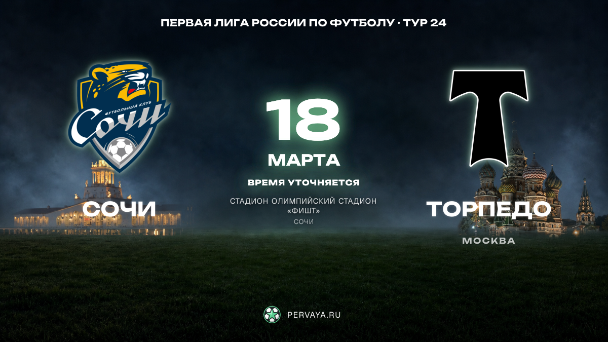 Сочи — Торпедо — карточка матча, тур 24